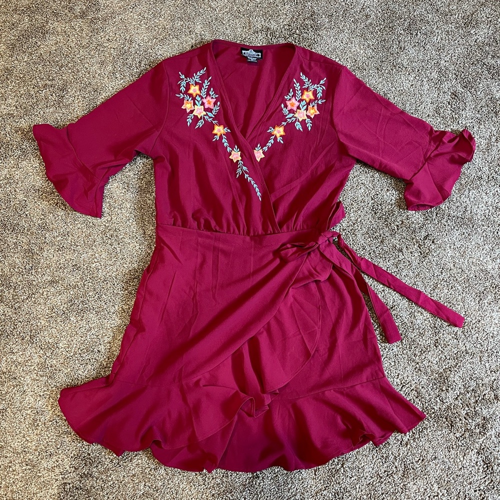 Wrap burgundy dress
